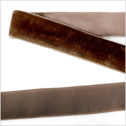 Chocolate Single Face Velvet Ribbon - 7/8