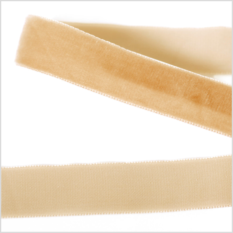 Ivory Single Face Velvet Ribbon - 7/8