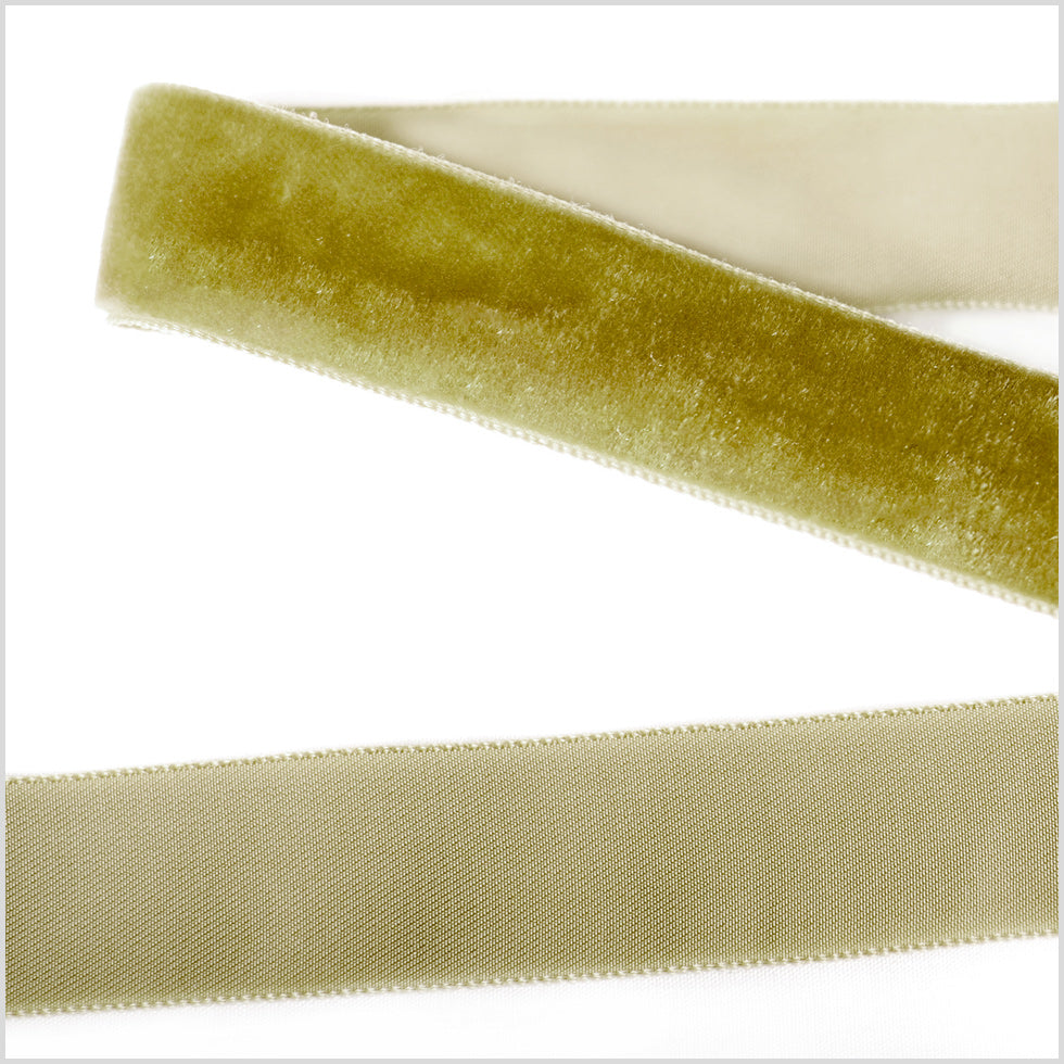 Olive Single Face Velvet Ribbon - 0.875"