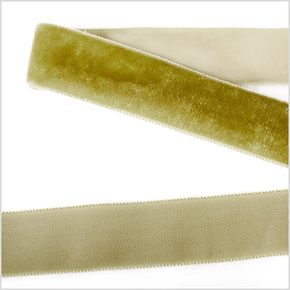 Olive Single Face Velvet Ribbon - 0.875"
