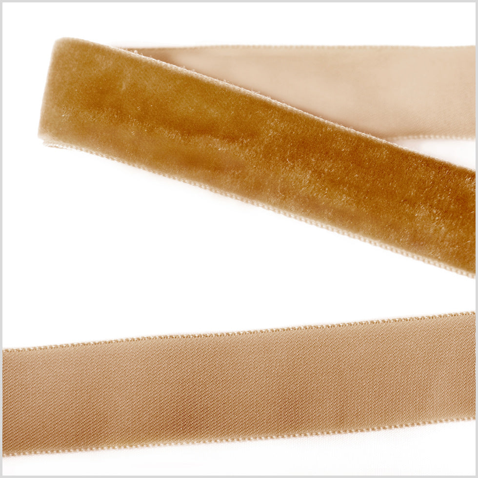 Dark Mustard Single Face Velvet Ribbon - 0.875"