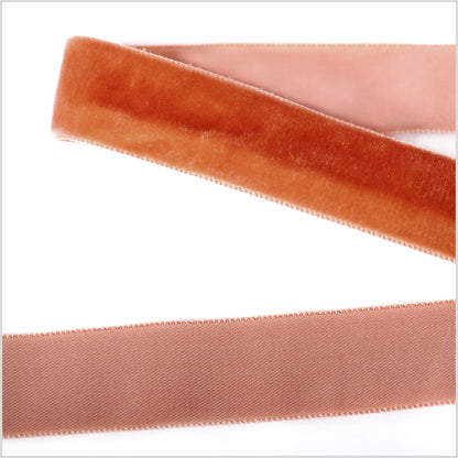 Rust Single Face Velvet Ribbon - 7/8