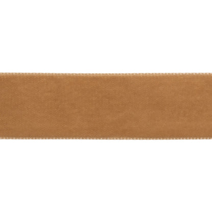 Coffee Single Face Velvet Ribbon - 7/8" Folded