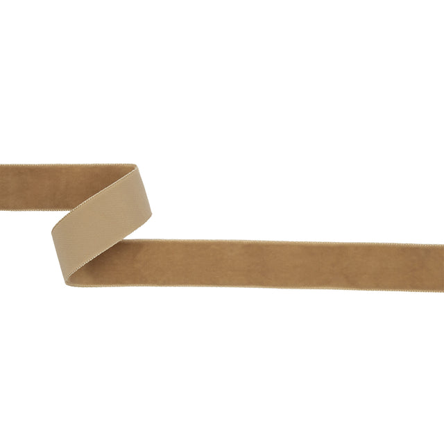 Beige Single Face Velvet Ribbon - 7/8&amp;quot;