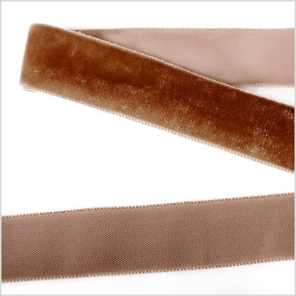 Light Brown Single Face Velvet Ribbon - 7/8"