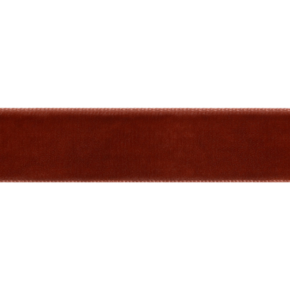 Single Faced Velvet Ribbon Made in Italy - 7/8" - Guava - Sabine Collection Folded