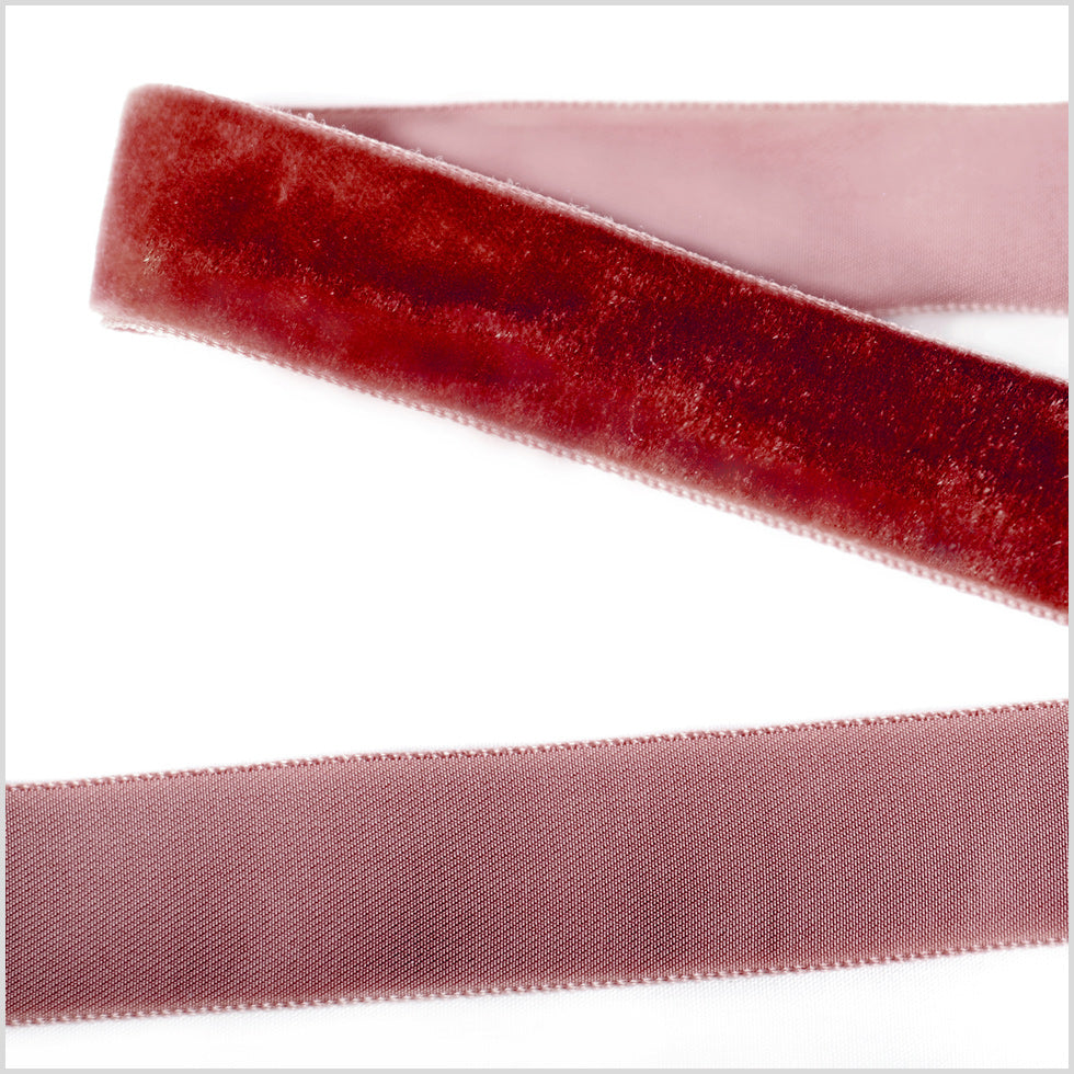 Dark Rust Single Face Velvet Ribbon - 7/8"
