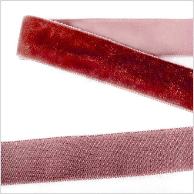 Dark Rust Single Face Velvet Ribbon - 7/8"