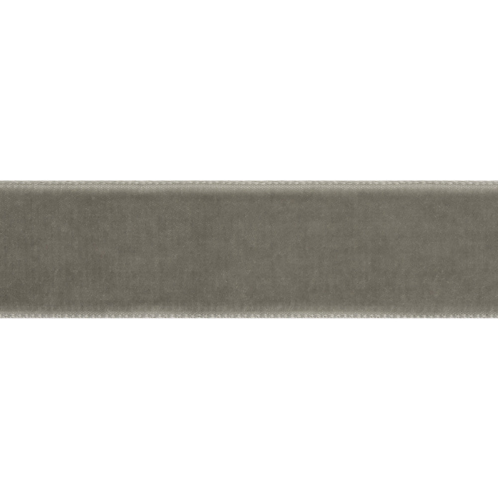 Single Faced Velvet Ribbon Made in Italy - 7/8" - Gray - Sabine Collection Folded