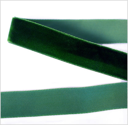 Midnight Green Single Face Velvet Ribbon - 0.875