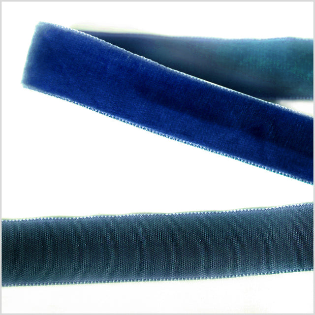 Navy Single Face Velvet Ribbon - 0.875