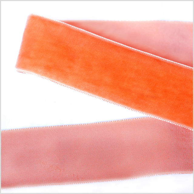 Tangerine Single Face Velvet Ribbon - 1.5