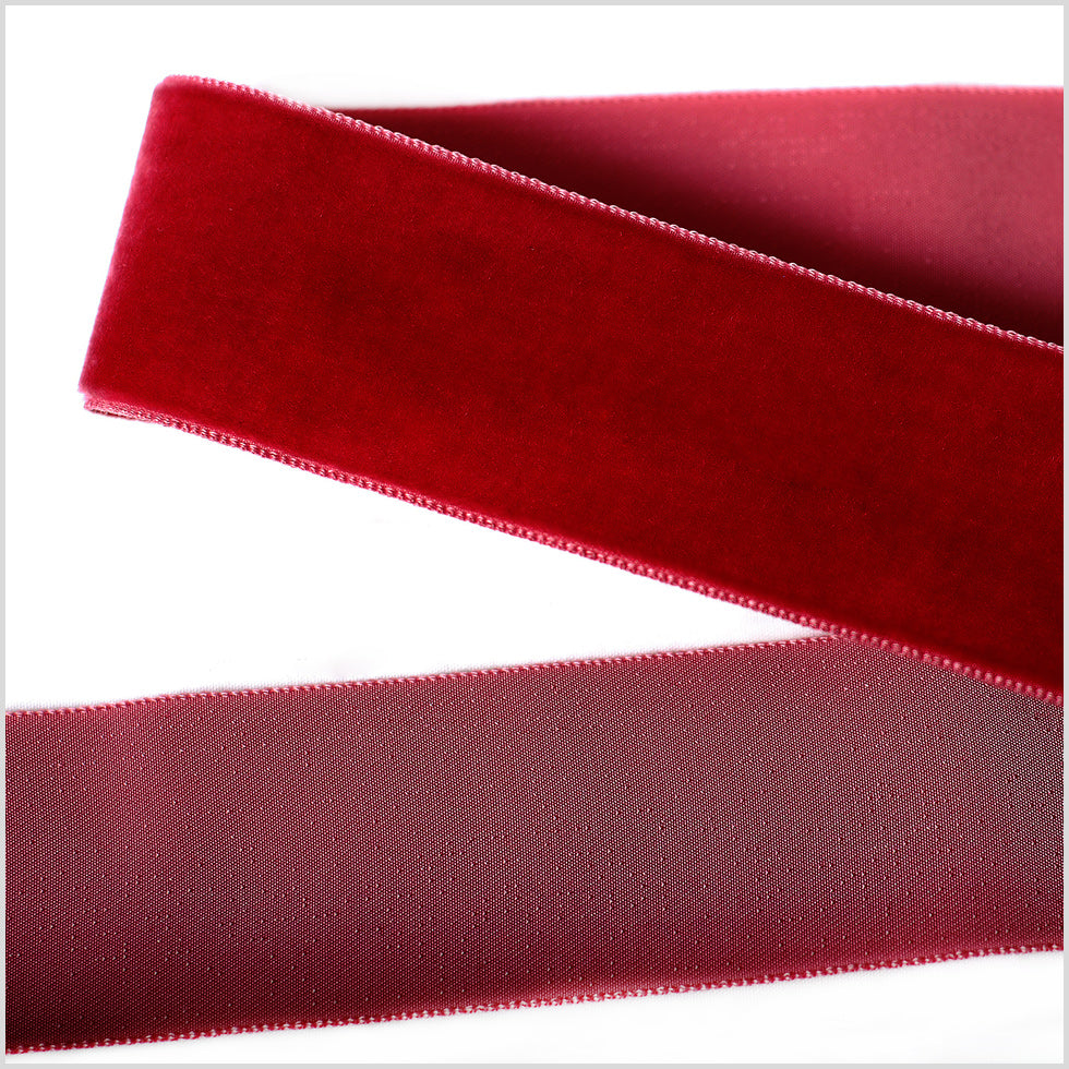 Scarlet Single Face Velvet Ribbon - 1.5
