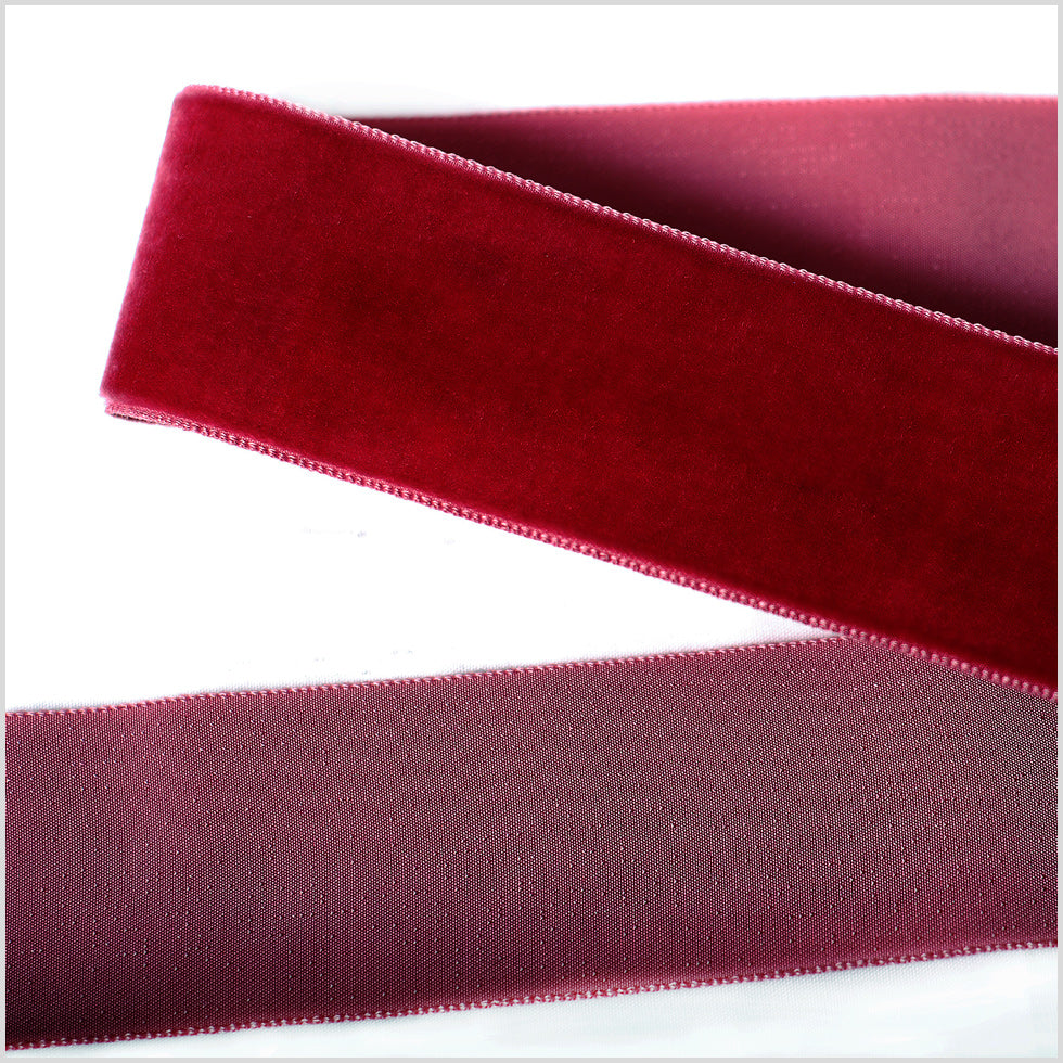 Dark Red Single Face Velvet Ribbon - 1.5