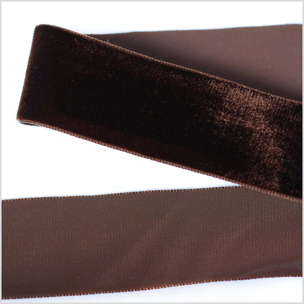 Chocolate Single Face Velvet Ribbon - 1.5"