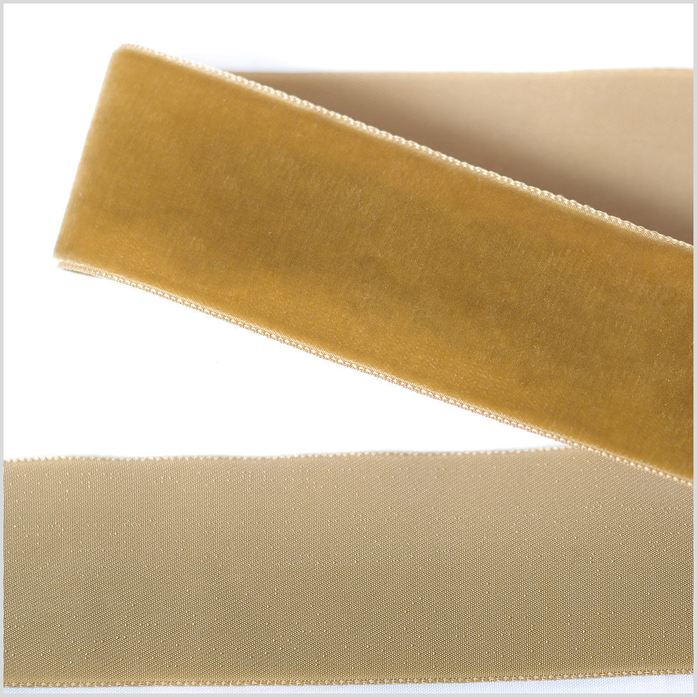 Olive Single Face Velvet Ribbon - 1.5"