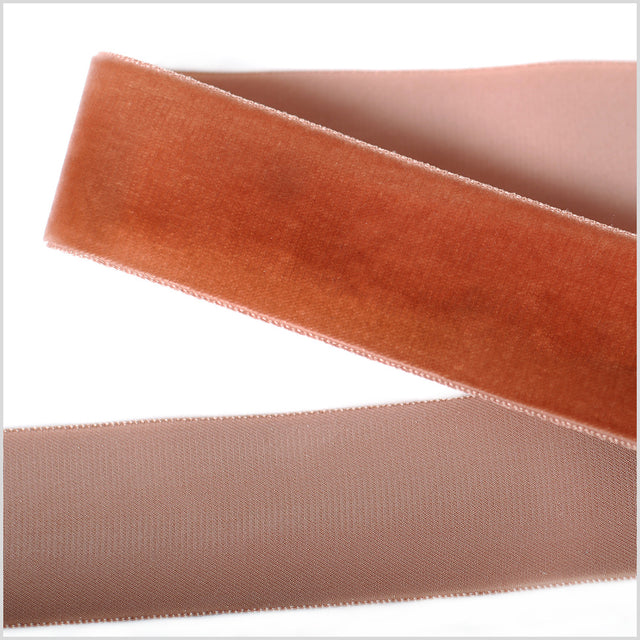 Dark Tan Single Face Velvet Ribbon - 1.5