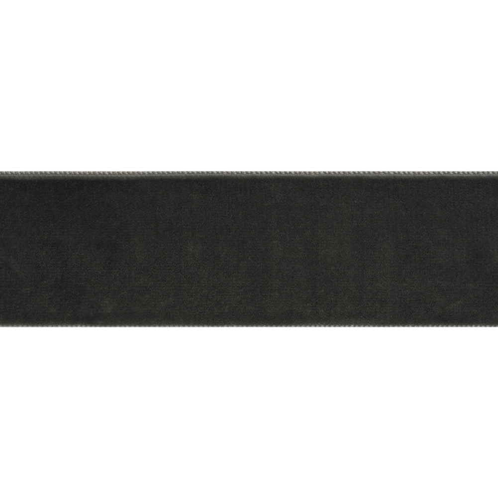 Single Faced Velvet Ribbon Made in Italy - 1.5" - Pewter - Sabine Collection Folded