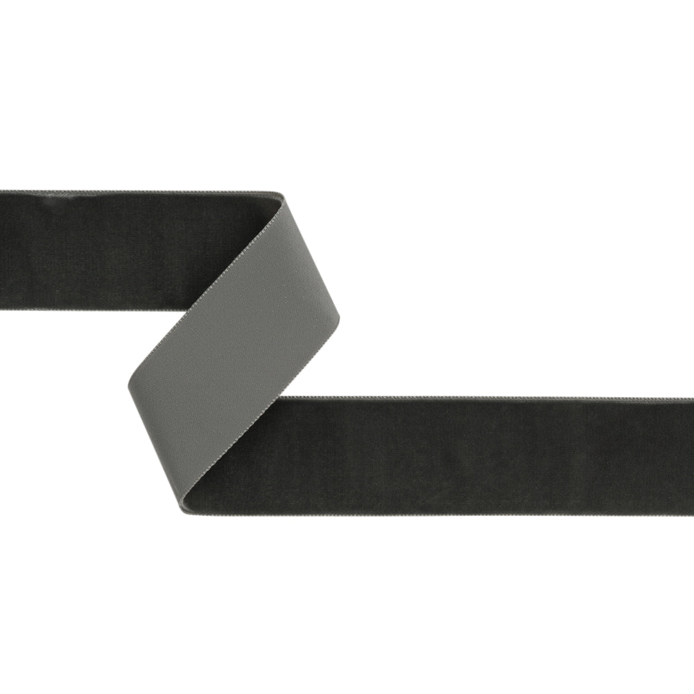 Single Faced Velvet Ribbon Made in Italy - 1.5" - Pewter - Sabine Collection