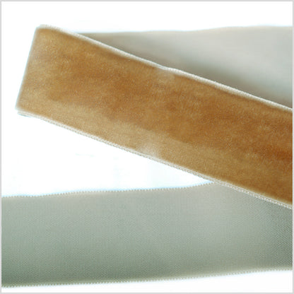 Khaki Single Face Velvet Ribbon - 1.5