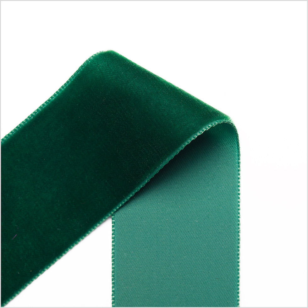 Dark Green Single Face Velvet Ribbon - 1.5 - Detail