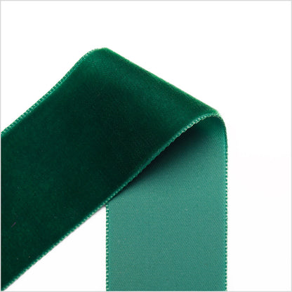 Dark Green Single Face Velvet Ribbon - 1.5 - Detail