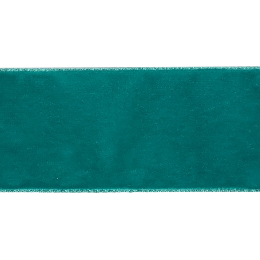 Dark Turquoise Single Face Velvet Ribbon - 1.5" Detail