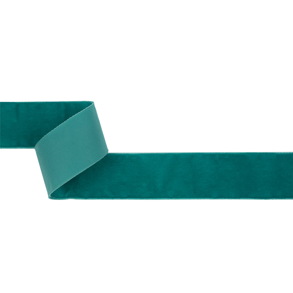 Dark Turquoise Single Face Velvet Ribbon - 1.5"