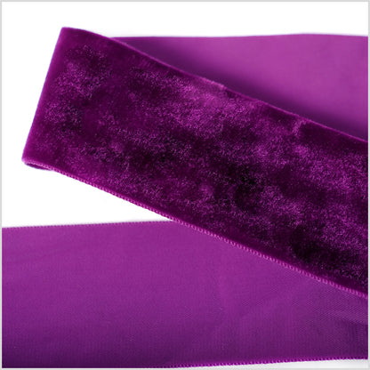 Plum Single Face Velvet Ribbon - 2