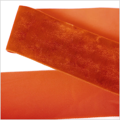 Bright Orange Single Face Velvet Ribbon - 2"
