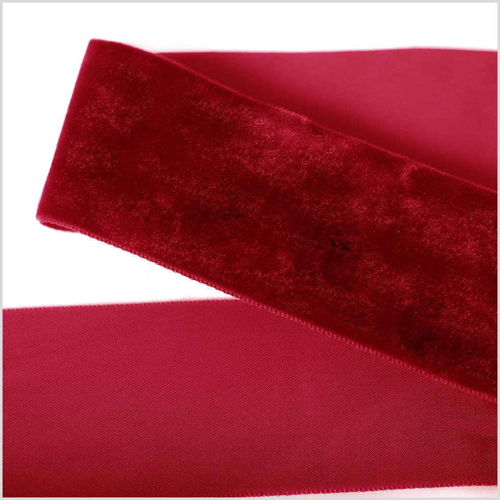 Rouge Red Single Face Velvet Ribbon - 2