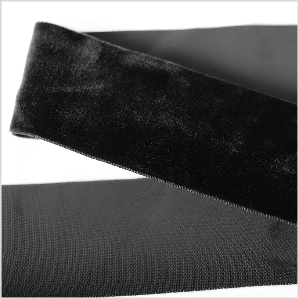 Black Single Face Velvet Ribbon - 2