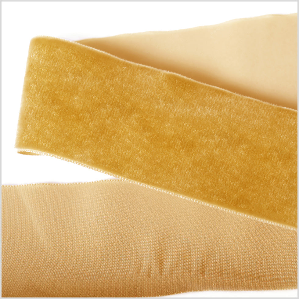 Old Gold Single Face Velvet Ribbon - 2