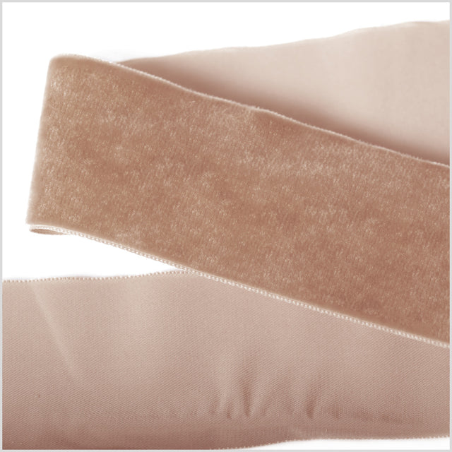 Beige Single Face Velvet Ribbon - 2