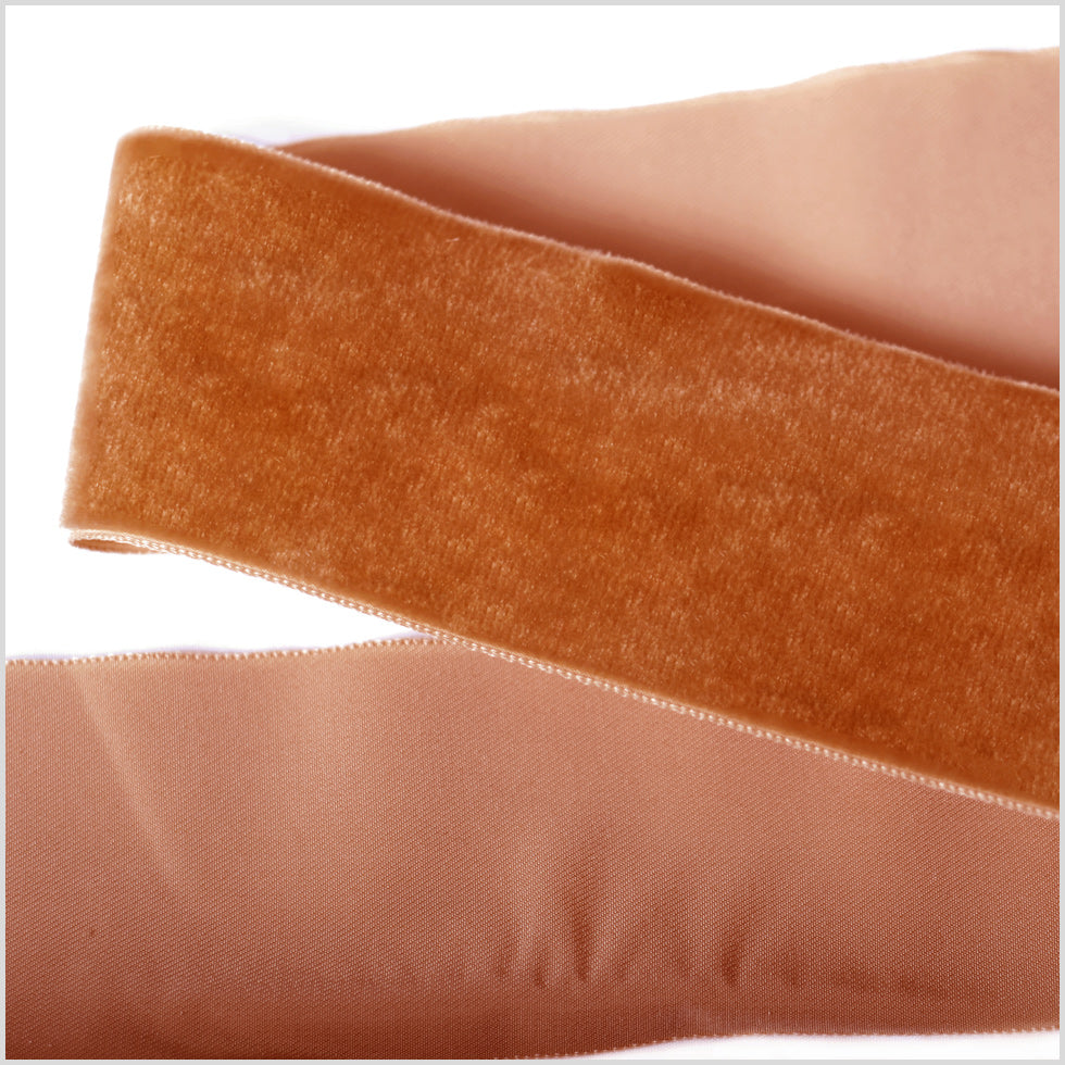 Dark Tan Single Face Velvet Ribbon - 2
