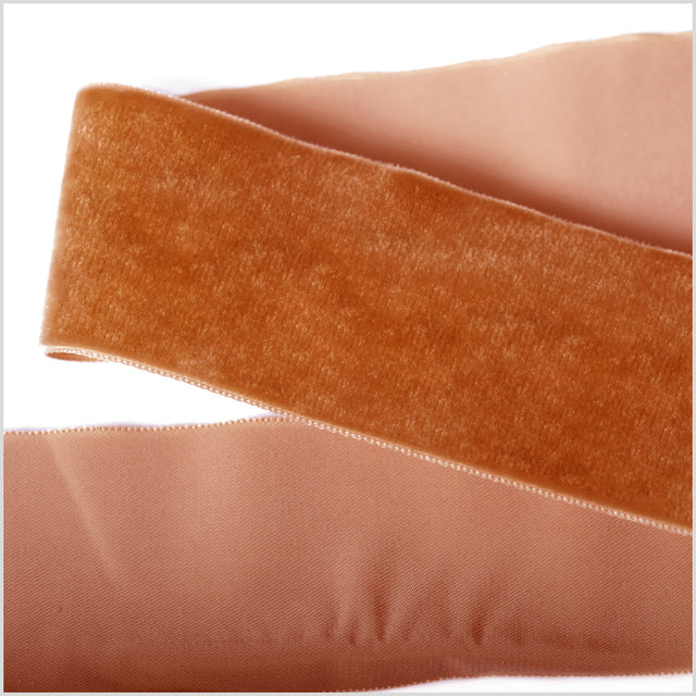 Dark Tan Single Face Velvet Ribbon - 2