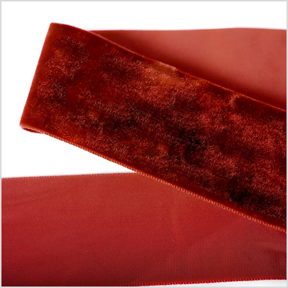 Dark Rust Single Face Velvet Ribbon - 2