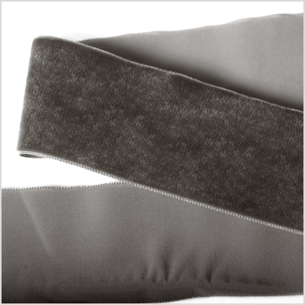 Pewter Single Face Velvet Ribbon - 2