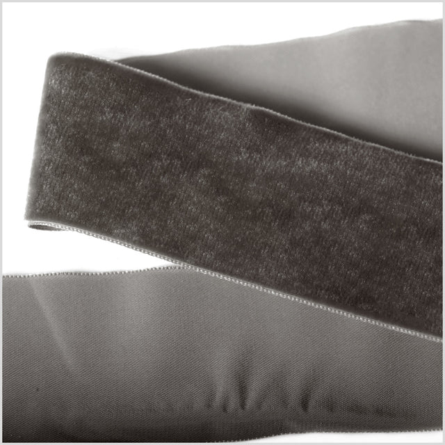Pewter Single Face Velvet Ribbon - 2