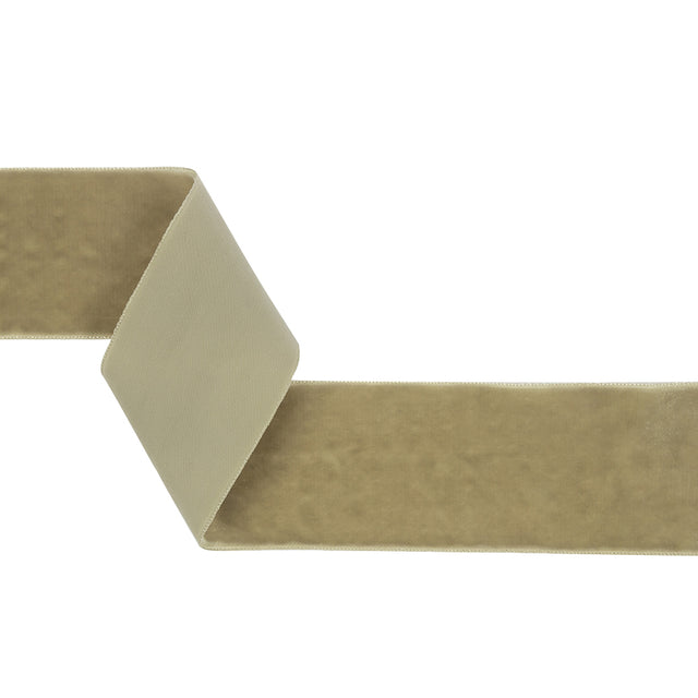 Khaki Single Face Velvet Ribbon - 2"