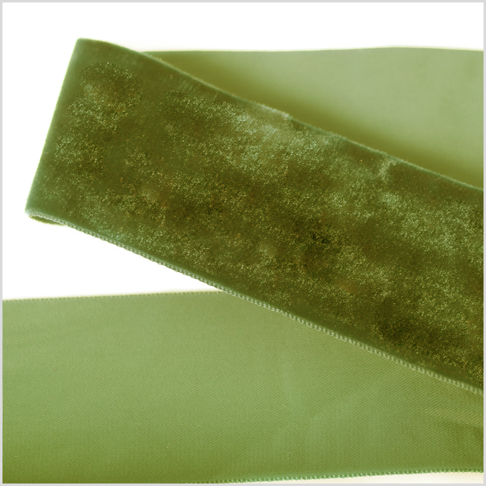 Moss Green Single Face Velvet Ribbon - 2
