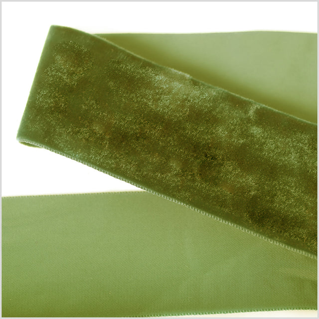 Moss Green Single Face Velvet Ribbon - 2