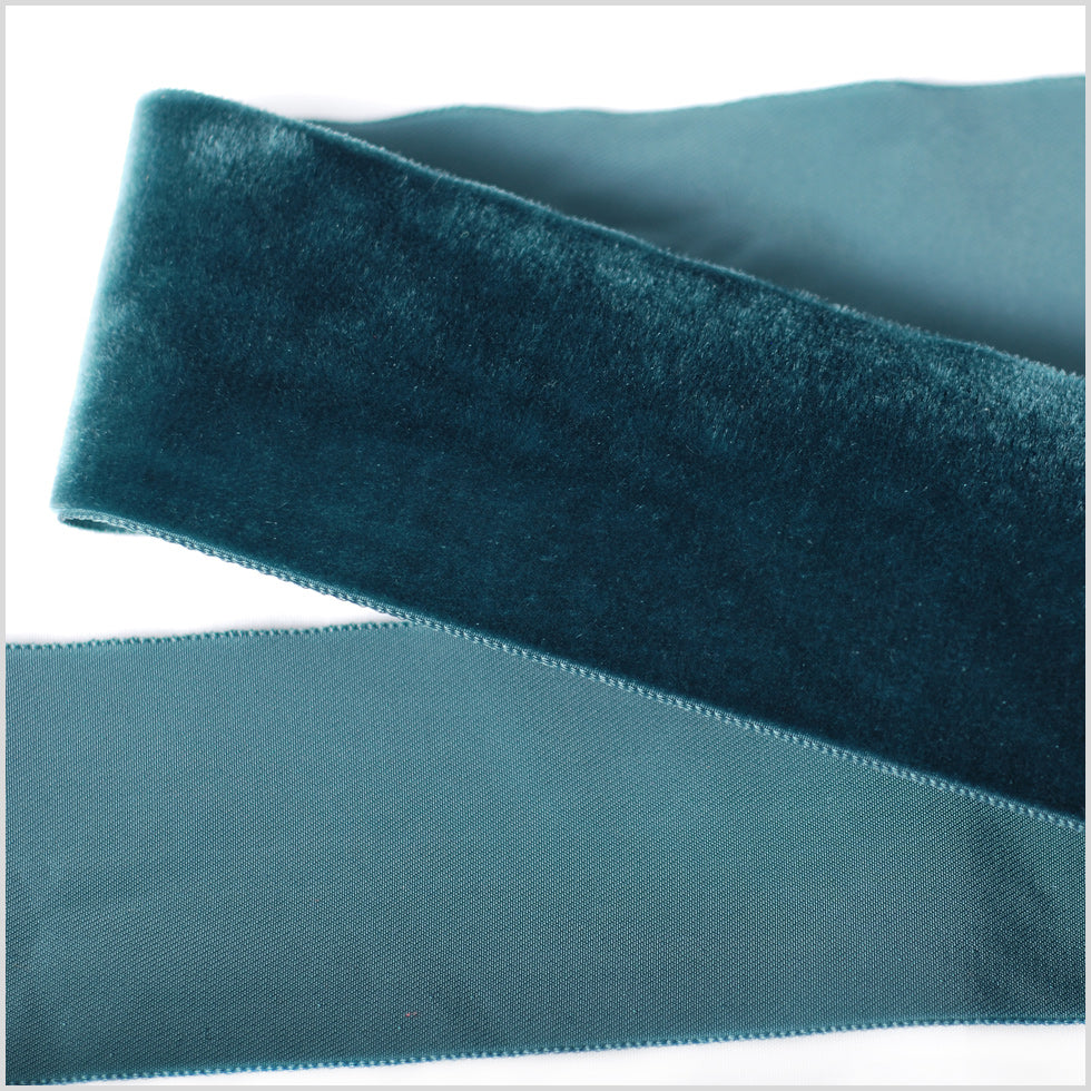 Midnight Green Single Face Velvet Ribbon - 2