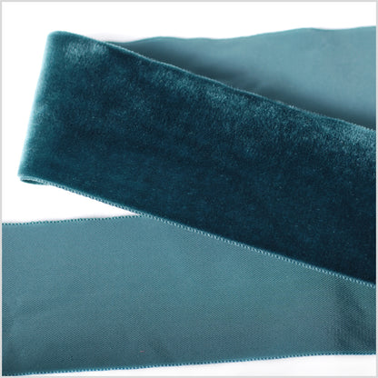 Midnight Green Single Face Velvet Ribbon - 2