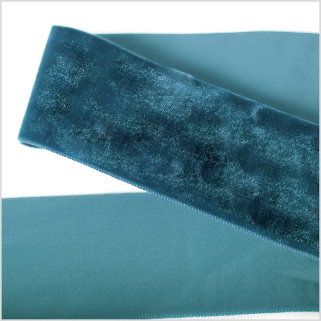 Dark Turquiose Single Face Velvet Ribbon - 2