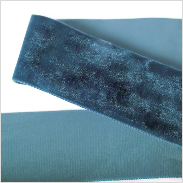 French Blue Single Face Velvet Ribbon - 2