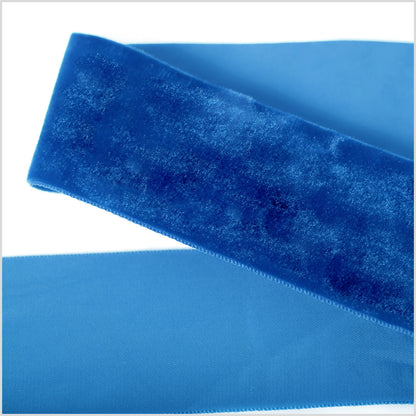 Evening Blue Single Face Velvet Ribbon - 2