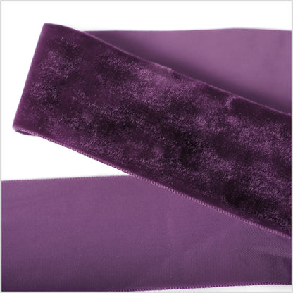 Dark Grape Single Face Velvet Ribbon - 2