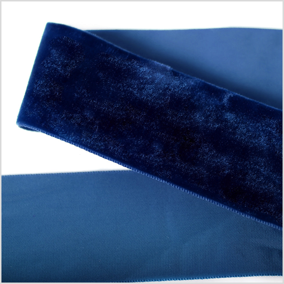 Navy Single Face Velvet Ribbon - 2