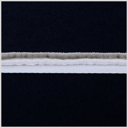 Italian Light and Dark Gray Velvet Piping - 0.625"